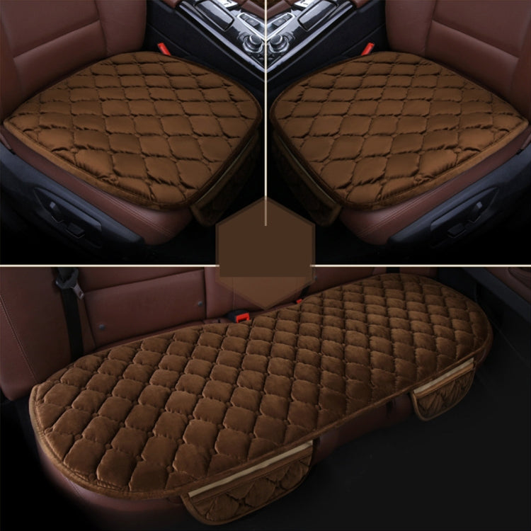 3 PCS / Set Luxurious Warm Car Seat Cover Cushion Universal Front Back Seat Covers Car Non-slip Chair Pad Warm Car Mats No Back Plush Cushion — view 8