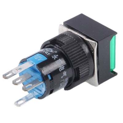 Car DIY Square Button Push Switch with LED Indicator, DC 24V — Green