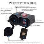 WUPP Multi-function WUPP 4 Motorcycle USB Charger Cigarette Lighter, with Blue Light