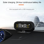 Universal Car Wireless Solar Energy TPMS Tire Pressure Alarm System External Tire Monitor