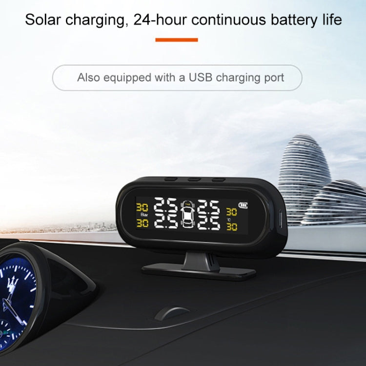 Universal Car Wireless Solar Energy TPMS Tire Pressure Alarm System External Tire Monitor