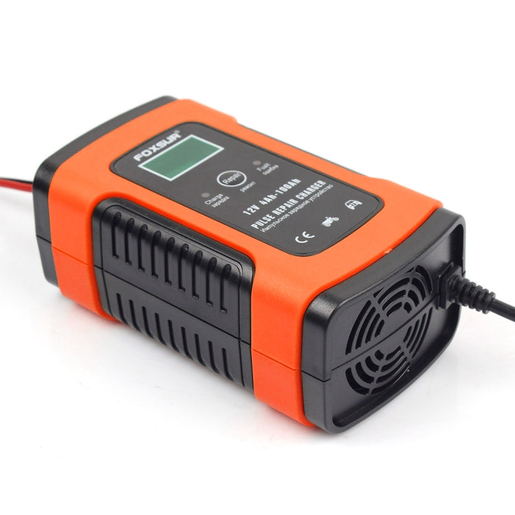 FOXSUR 12V 6A Intelligent Universal Battery Charger for Car Motorcycle, Length: 55cm, EU Plug