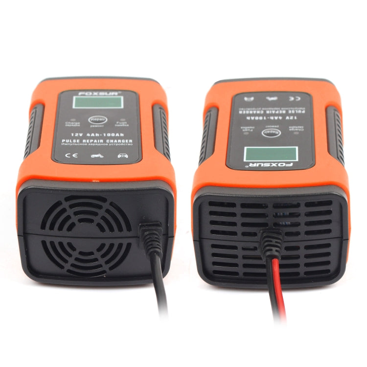 FOXSUR 12V 6A Intelligent Universal Battery Charger for Car Motorcycle, Length: 55cm, EU Plug