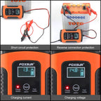 FOXSUR 12V 6A Intelligent Universal Battery Charger for Car Motorcycle, Length: 55cm, EU Plug