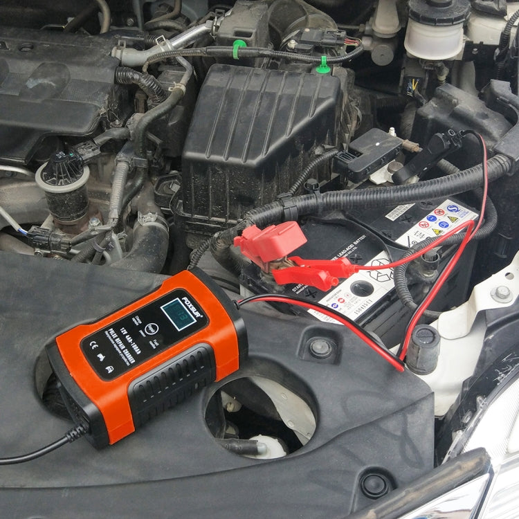 FOXSUR 12V 6A Intelligent Universal Battery Charger for Car Motorcycle, Length: 55cm, EU Plug