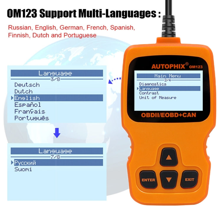 AUTOPHIX OM123 Car Portable OBD2 Scanner Car Diagnostic Tool OBD 2 Automotive Scanner EOBD Code Reader