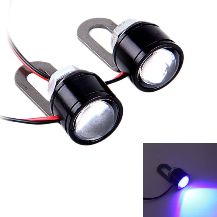 2 PCS 12V 3W Blue Light Eagle Eyes LED Strobe Light For Motorcycle ，Wire Length: 90cm