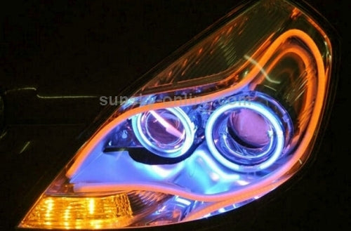 2 PCS 12V Car Daytime Running Lights Soft Article Lamp, White + Yellow Light, Length: 85cm
