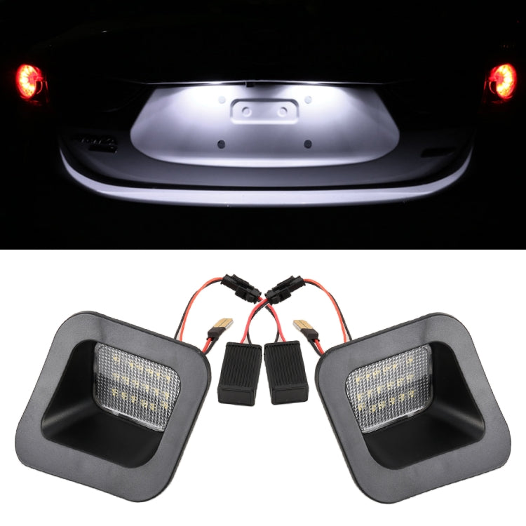 2 PCS DC12V / 2W / 6000K / 120LM Car LED License Plate Light 18LEDs SMD-3528 Lamps for Dodge, White Light