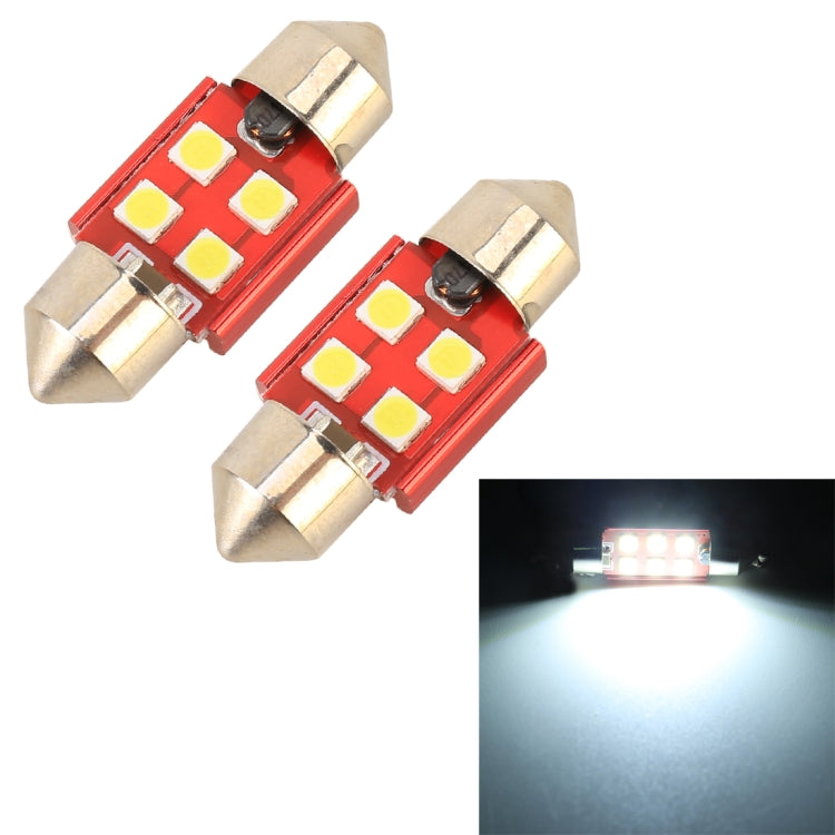 2 PCS 31mm DC12V / 1.6W / 6000K / 130LM 4LEDs SMD-3030 Car Reading Lamp