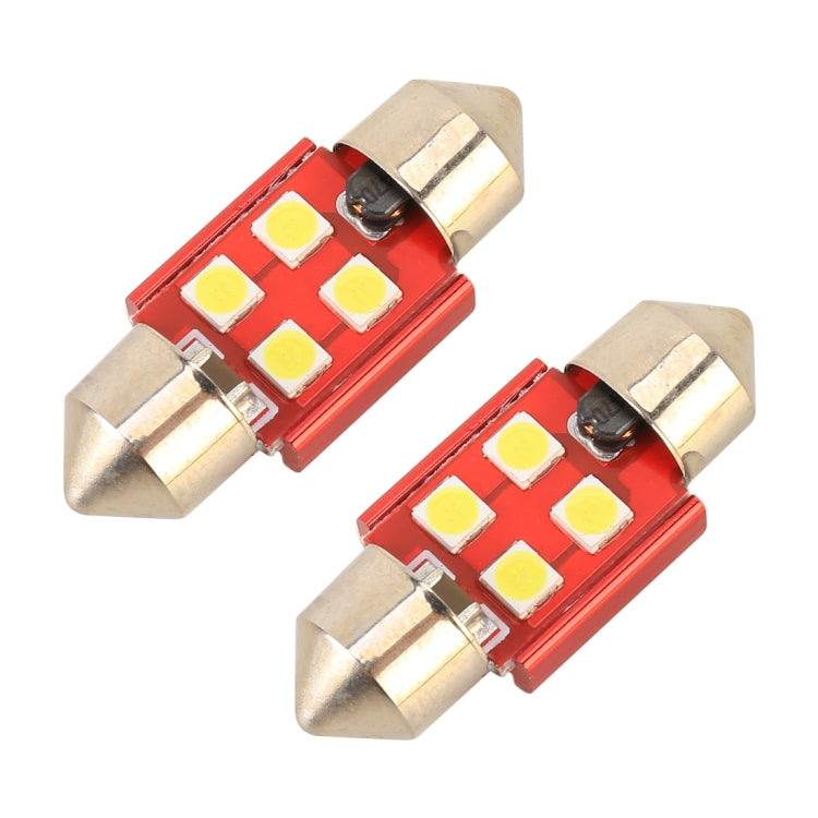 2 PCS 31mm DC12V / 1.6W / 6000K / 130LM 4LEDs SMD-3030 Car Reading Lamp