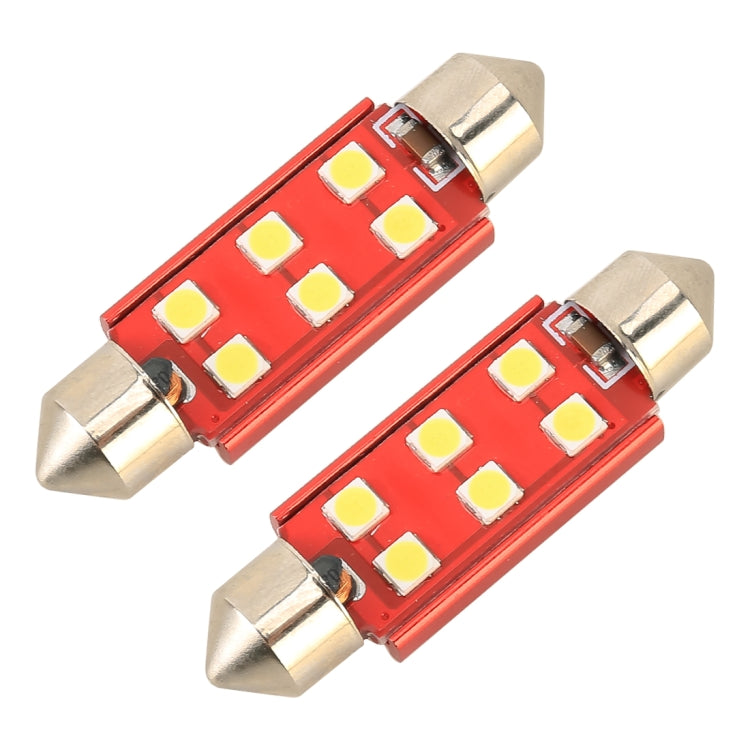 2 PCS 41mm DC12V / 2.2W / 6000K / 130LM 6LEDs SMD-3030 Car Reading Lamp
