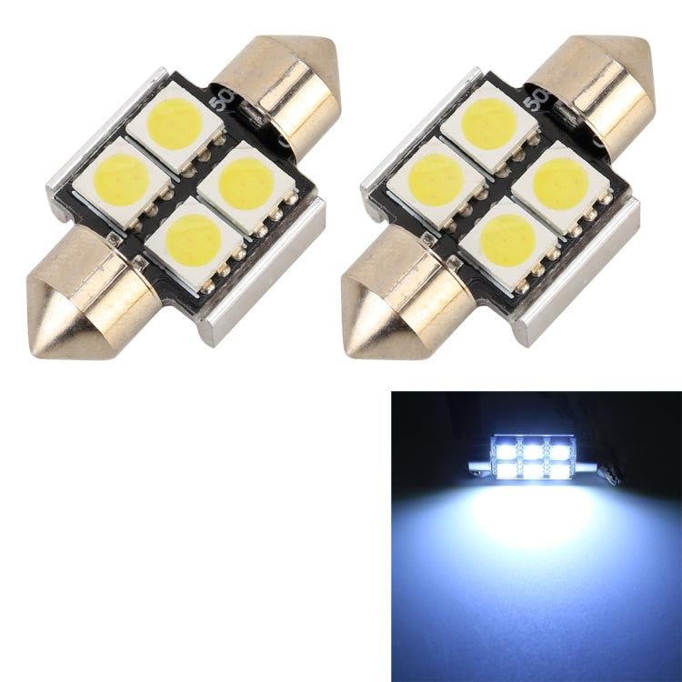 10 PCS 31mm DC12V / 2W / 7000K / 80LM 4LEDs SMD-5050 Car Reading Lamp, 31mm, 4LEDs SMD-5050