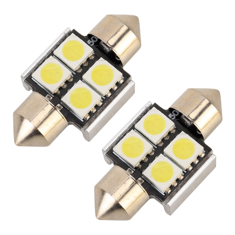 10 PCS 31mm DC12V / 2W / 7000K / 80LM 4LEDs SMD-5050 Car Reading Lamp, 31mm, 4LEDs SMD-5050