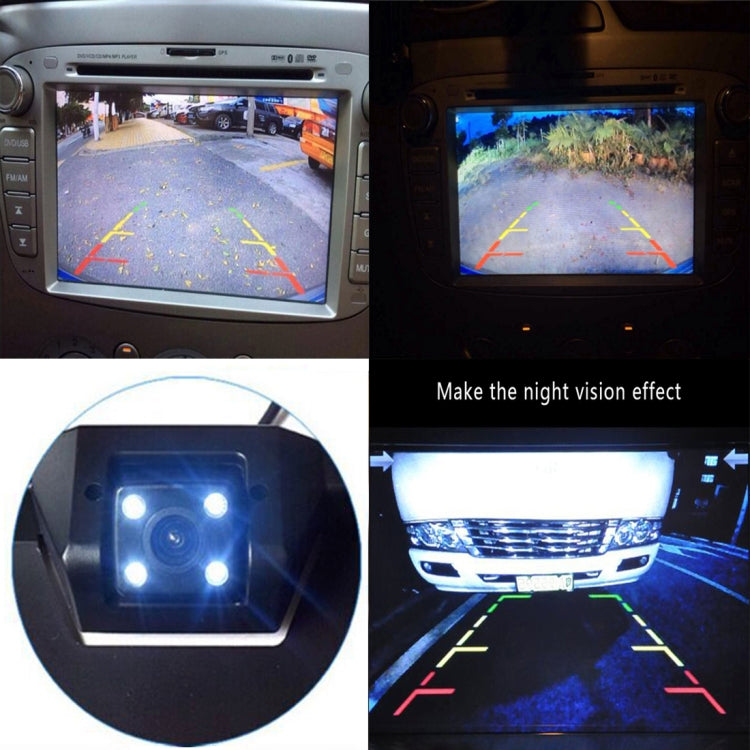 JX-9488 720x540 Effective Pixel NTSC 60HZ CMOS II Universal Waterproof Car Electroplated Silver Rear View Backup Camera with 2W 80LM 5000K White Light 4LED Lamp, DC 12V, Wire Length: 4m