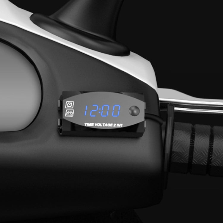 Motorcycle Multi-functional 2 in 1 Digital Display Voltmeter + Electronic Clock, 6-30V IP67 — view 8