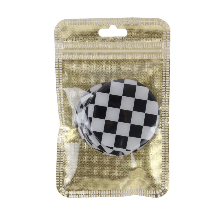 4 PCS White And Black Grid Metal Car Sticker Wheel Hub Caps Centre Cover Decoration