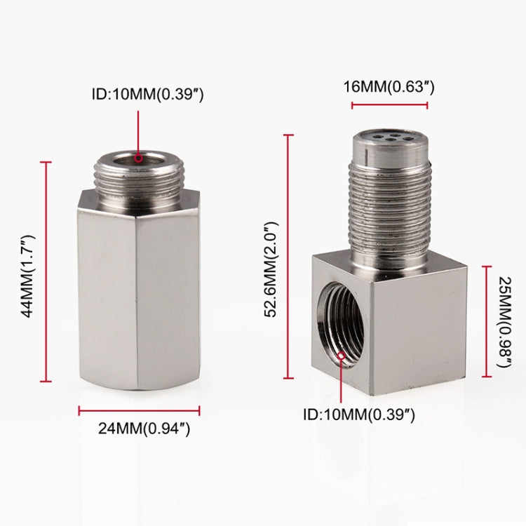 Car Oxygen Sensor Spacer Engine Light CEL Check Bung Mini Catalytic Converter M18 x 1.5, 90 Degree