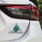 Four Leaf Clover Herb Luck Symbol Aluminum Slim Triangle Badge Emblem Labeling Sticker Styling Car Dashboard Decoration