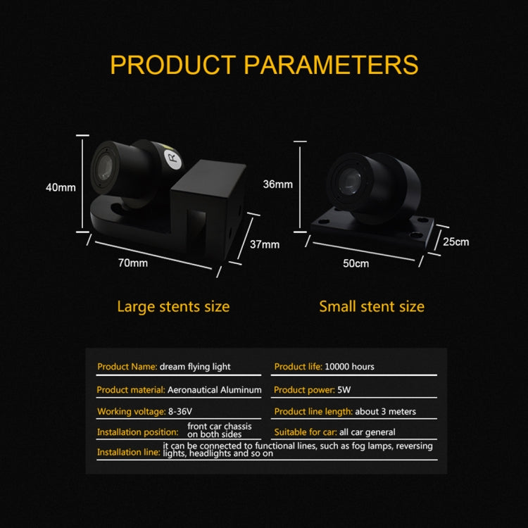 2 PCS DC 8-36V Ghost Shadow Courtesy Angel Wings Projection Lamp Car Door LED Welcome Lights