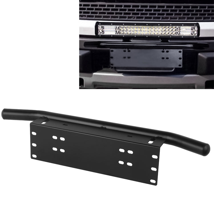 for Off-Road Jeep LED Work Light Bar Mounting Bracket with Front Bucket, Universal License Plate Bumper Frame