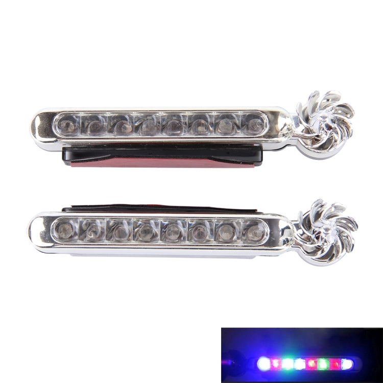 2 PCS 2W 8 Colorful LED Bulbs Wind Powered Decorative Car Lights