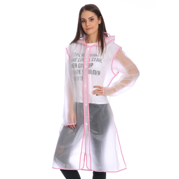 EVA Edging Conjoined Poncho Edge Design Transparent Hat Brim Rain Covers Waterproof Outdoor Raincoat, Suitable for 150-170cm Height(Pink), Size: L