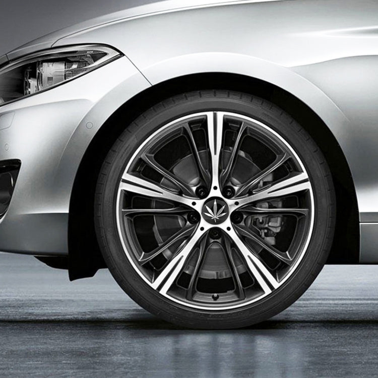 4 PCS Car-Styling Silver Leaves Pattern Metal Wheel Hub Decorative Sticker, Diameter: 5.8cm