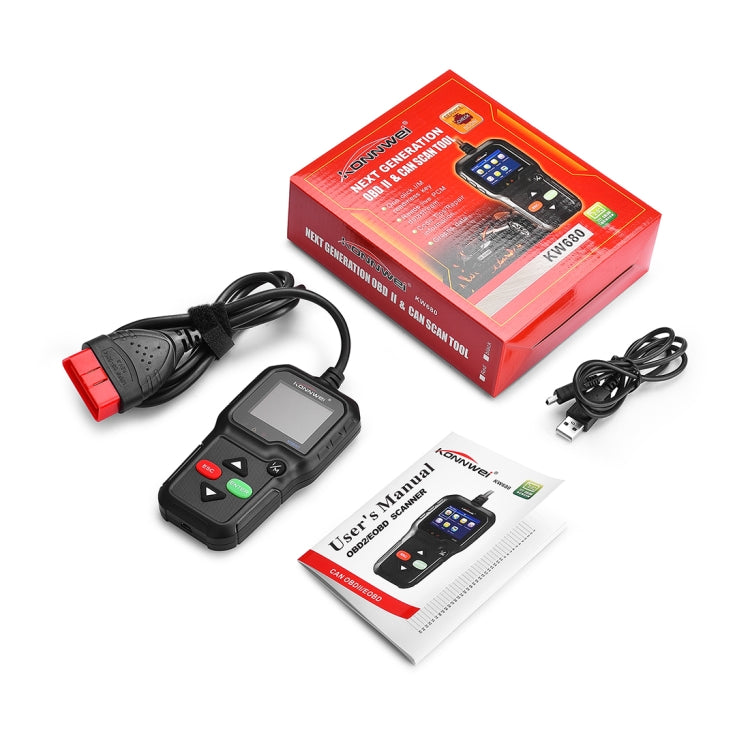 KONNWEI KW680 Mini OBDII Car Auto Diagnostic Scan Tools Auto Scan Adapter Scan Tool (Can Detect Battery and Voltage, Only Detect 12V Gasoline Car)
