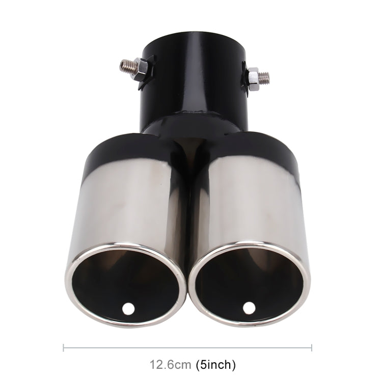 Universal Car Styling Stainless Steel Curved Double Outlets Exhaust Tail Muffler Tip Pipe