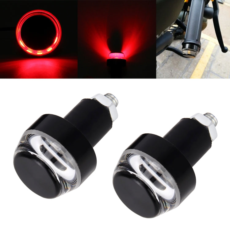 Pair Motorcycle Turn Signal Light Grip Bar Plug Strobe Side Marker End LED Handlebar Lamp, Turn Double Light