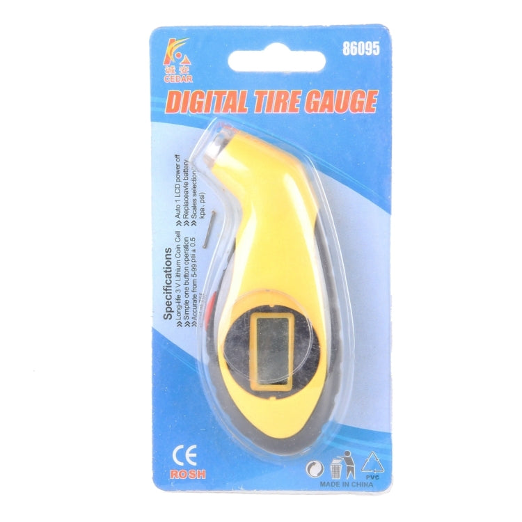 LCD Display Screen Digital Tire Gauge, Pressure Range: 5-99PSI, CEDAR 86095