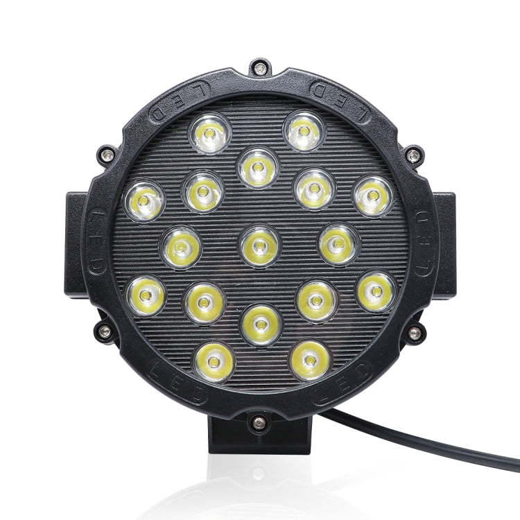 2 PCS 51W 3500LM 6500K White Light 17 LED Waterproof Car Boat Marine Work Lights Spotlight LED Bulbs, 30 Degrees Adjustable, DC 10-30V