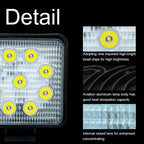 6.7W White Light Square-Shaped Waterproof Car Boat Marine Work Lights Spotlight LED Bulbs, DC 9-30V
