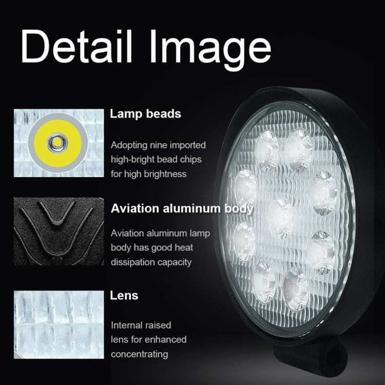 6.7W White Light Round-Shaped Waterproof Car Boat Marine Work Lights Spotlight LED Bulbs, DC 9-30V