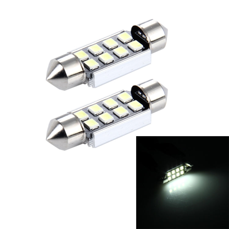 2 PCS 3W 200 LM 6000K 36MM 8 SMD-2835 LEDs Bicuspid Port Decoding Car Dome Lamp LED Reading Light, DC 12V