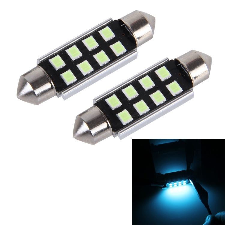 2 PCS DC 12V 2W 39MM 8 SMD-3528 LEDs Bicuspid Port Decoding Car Dome Lamp LED Reading Light