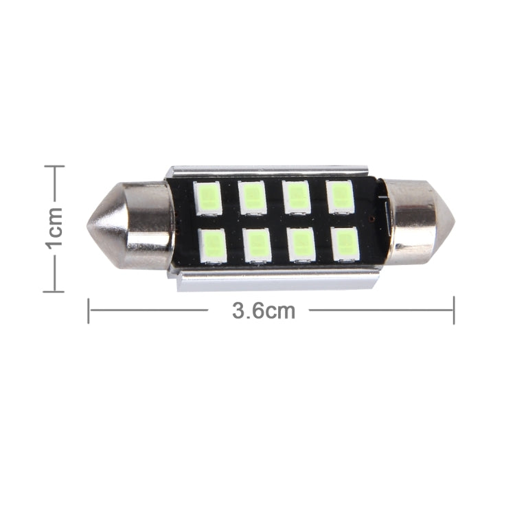 2 PCS DC 12V 2W 36MM 8 SMD-3528 LEDs Bicuspid Port Decoding Car Dome Lamp LED Reading Light