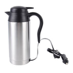 HJ-18A Stainless Steel Electric Mug 750ml DC 12V Car Electric Kettle Heated Mug Car Coffee Cup With Charger Cigarette Lighter Heating Cup Kettle Insulated Water Heater Mug