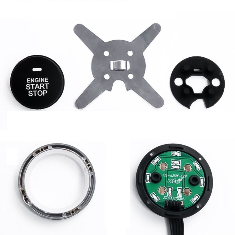 Smart Car Switch Car Engine Start Stop Switch Car Push Start Switch, with RFID Alarm System, Blue Light