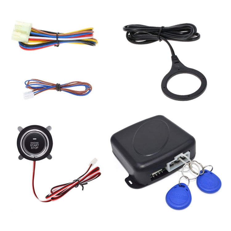 Smart Car Switch Car Engine Start Stop Switch Car Push Start Switch, with RFID Alarm System, Blue Light