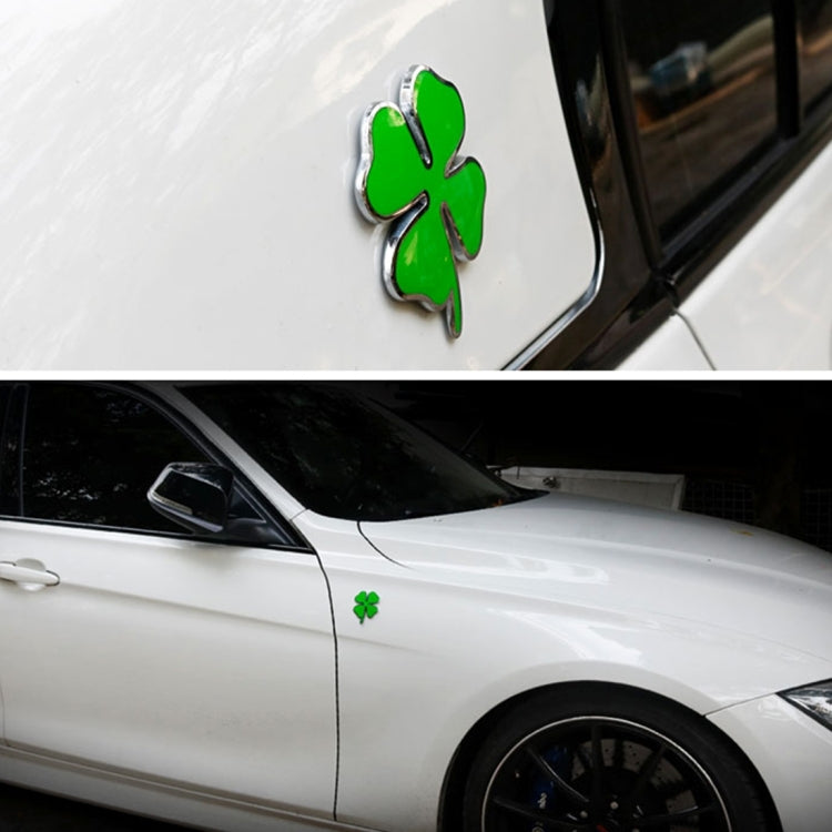 Four Leaf Clover Herb Luck Symbol Badge Emblem Labeling Sticker Styling Car Dashboard Decoration, Size: 7.5*6cm