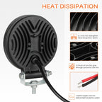 2 PCS 4 inch 15W Spot / Flood Light White Light Round-Shaped Waterproof Car SUV Work Lights Spotlight LED Bulbs, DC 9-30V