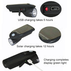 3W 240LM USB Solar Energy Motorcycle / Bicycle Front Light