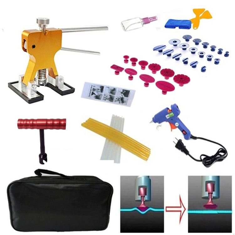 Auto Car Metal PDR Dent Lifter-Glue Puller Tab Hail Removal Paintless Car Dent Repair Tools Kit, with 20W Glue Gun, US Plug or EU Plug, 45 in 1
