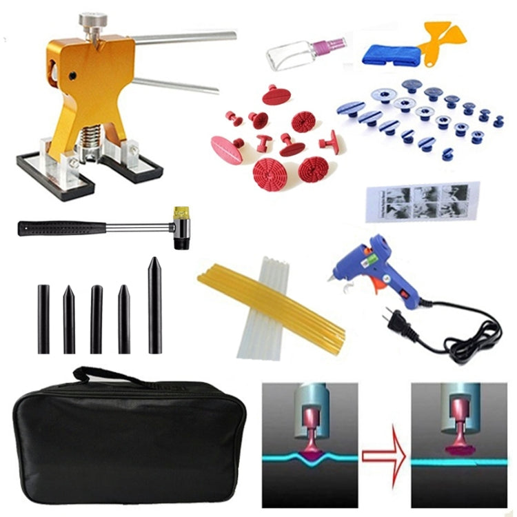Auto Car Metal PDR Dent Lifter-Glue Puller Tab Hail Removal Paintless Car Dent Repair Tools Kit, with 20W Glue Gun, US Plug or EU Plug, 50 in 1