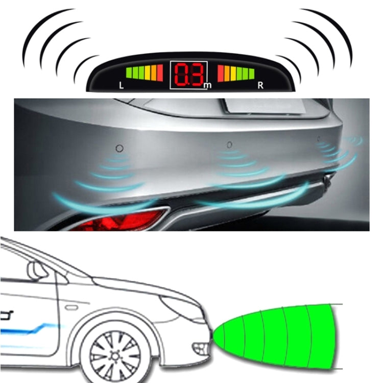 Car Voice Prompt Reverse Backup Radar System - Premium Quality 4 Parking Sensors Car Reverse Backup Radar System with LCD Display