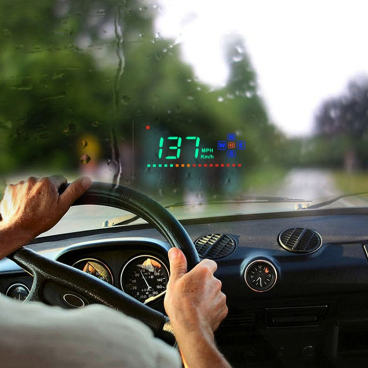 A2 HUD 3.5 inch HD GPS Car Head Up Display, Speed & Over Speed Alarm, Compass, Freely Switch Between Kilometers and Miles