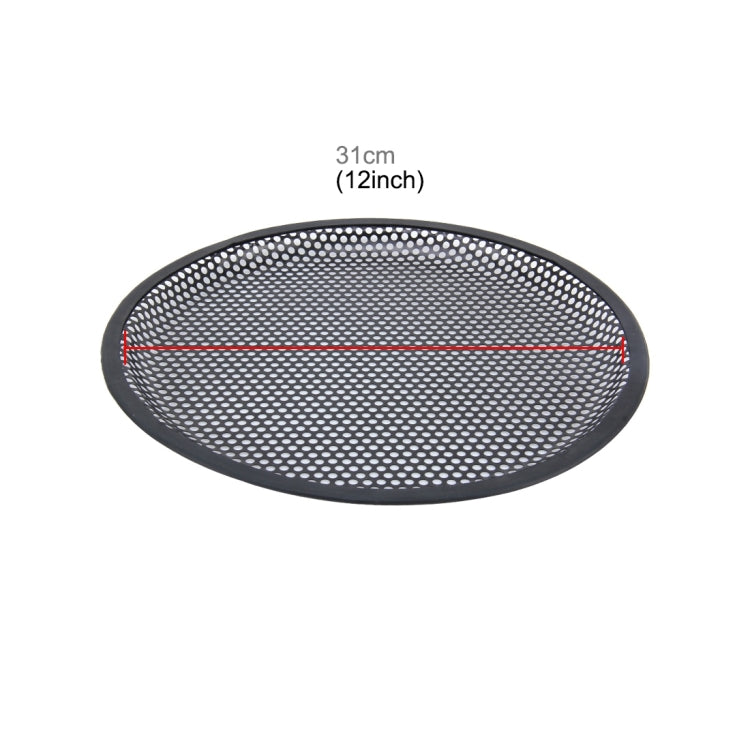 Car Auto Metal Mesh Black Round Hole Subwoofer Loudspeaker Protective Cover Mask Kit with Fixed Holder, 12 Inch