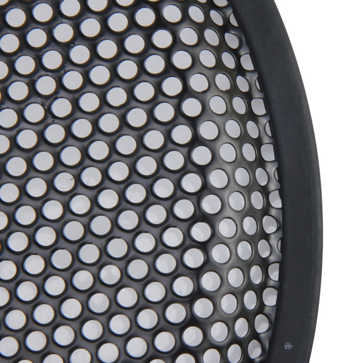 Car Auto Metal Mesh Black Round Hole Subwoofer Loudspeaker Protective Cover Mask Kit with Fixed Holder, 12 Inch